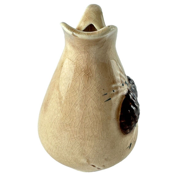 Vintage Japan Pottery Mini Pitcher Creamer Brown Pine Cone Flower Bud Vase Decor - Picture 10 of 16